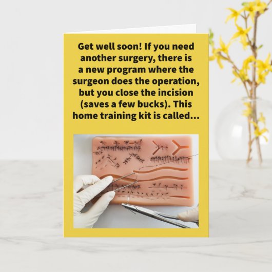 プンおもしろい縫合自己が良い勇気付けられる カード (黄色い花)