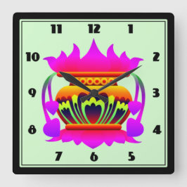 プンカラサスリランカ伝統的ポット繁栄 スクエア壁時計