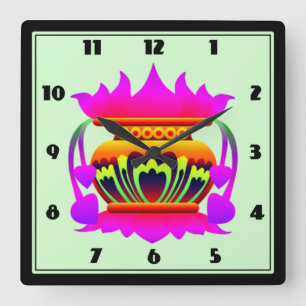 プンカラサスリランカ伝統的ポット繁栄 スクエア壁時計
