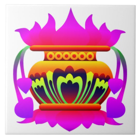 プンカラサスリランカ伝統的ポット繁栄 タイル (正面)