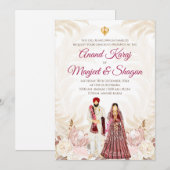 プンジャブの結婚式招待状 & アナンド・カラージカード 招待状 (正面/裏面)