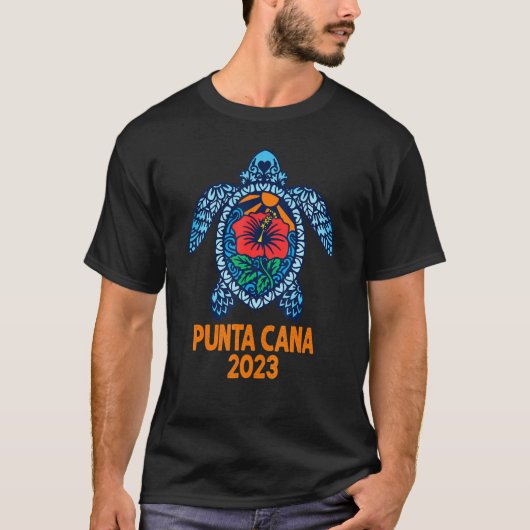 プンタカナウミガメ2023ハイビスカスフロー Tシャツ (正面)