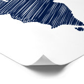 プンタカナカスタムネイビーミニマリスト結婚マップ ポスター (角)