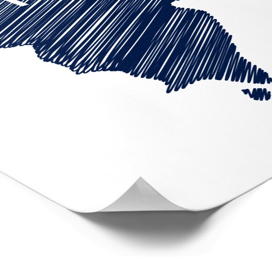 プンタカナカスタムネイビーミニマリスト結婚マップ ポスター (角)