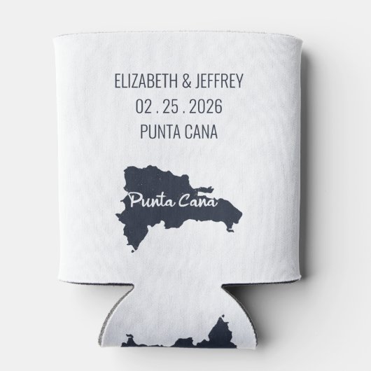 プンタカナカスタムネイビー結婚ミニマリストの地図 缶クーラー (裏面)