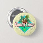プンタカナカリブのドミニカ共和国レトロ 缶バッジ (正面&裏面)