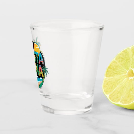 プンタカナサンセットトラベカラフルルアートエンブレム ショットグラス (右)