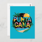 プンタカナサンセットトラベカラフルルアートエンブレム ポストカード (正面/裏面)