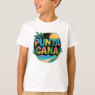プンタカナサンセットトラベカラフルルアートエンブレム Tシャツ