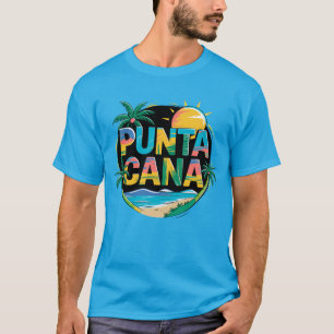 プンタカナサンセットトラベカラフルルアートエンブレム Tシャツ