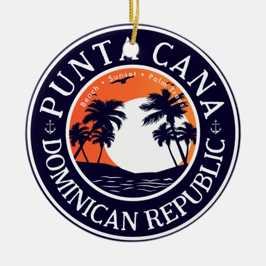 プンタカナドミニカいかりファミリーバケーションサンセット セラミックオーナメント (正面)