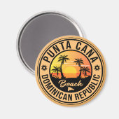 プンタカナドミニカパームツリービーチヴィンテージ マグネット (正面/裏面)