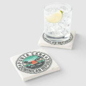 プンタカナドミニカパームツリーレトロサンセット60s ストーンコースター (横)