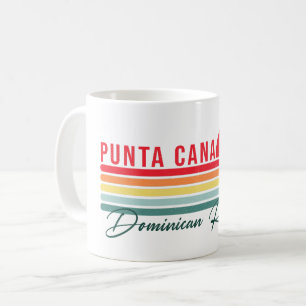 プンタカナドミニカパームツリーレトロサンセット コーヒーマグカップ