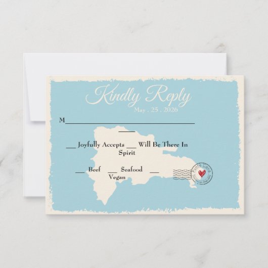 プンタカナドミニカ共和国の地図ウォーター色RSVP 招待状 (正面)