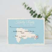 プンタカナドミニカ共和国の地図ウォーター色RSVP 招待状 (スタンド正面)