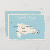 プンタカナドミニカ共和国の地図ウォーター色RSVP 招待状 (正面/裏面)