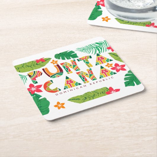 プンタカナドミニカ共和国コースター スクエアペーパーコースター (アングル)