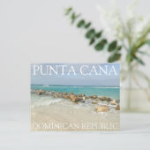 プンタカナドミニカ共和国ビーチと波 ポストカード (スタンド正面)