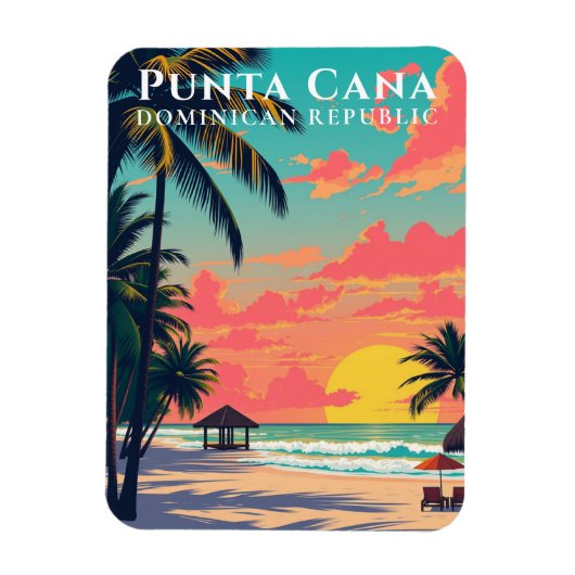 プンタカナドミニカ共和国レトロビーチ旅行 マグネット (縦)