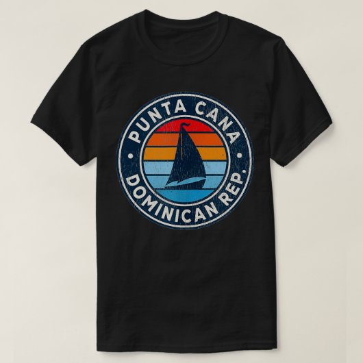 プンタカナドミニカ共和国ヴィンテージ帆船Ret Tシャツ (デザイン正面)