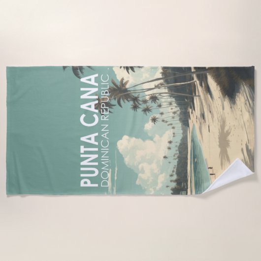 プンタカナドミニカ共和国旅行アートヴィンテージ ビーチタオル (正面)