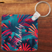プンタカナビーチパーティーパーム葉ツリー夕日 キーホルダー (裏面)