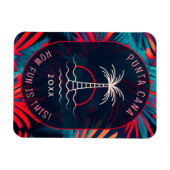 プンタカナビーチパーティーパーム葉ツリー夕日 マグネット (横)