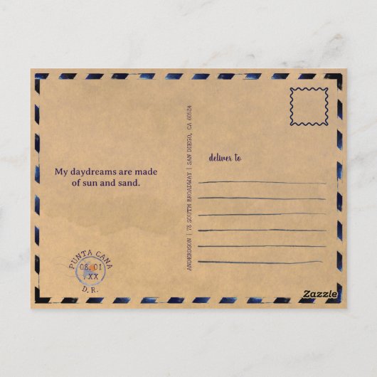 プンタカナビーチパーティー ヤシの葉 夕焼け ポストカード (裏面)