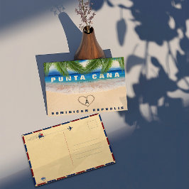 プンタカナDRビーチパーム離れハート土産品 ポストカード