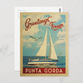 プンタゴルダシルボートヴィンテージトラベルフロリダ ポストカード (正面/裏面)