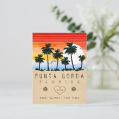 プンタゴルダフロリダレトロサンセットパームツリー1960s ポストカード (スタンド正面)