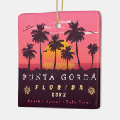 プンタゴルダフロリダレトロサンセットパームツリー1980s セラミックオーナメント (左)