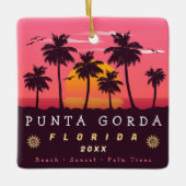 プンタゴルダフロリダレトロサンセットパームツリー1980s セラミックオーナメント (正面)