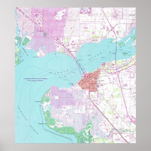 プンタゴルダ&ポートシャーロット・フロリダの地図（1957年） ポスター (正面)