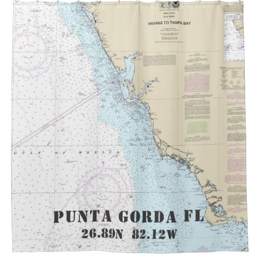 プンタゴルダFL緯度航海の表 シャワーカーテン (正面)