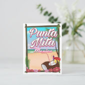 プンタミタ、メキシコのビーチ旅行ポスター ポストカード (スタンド正面)