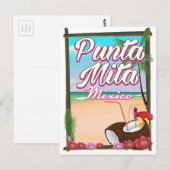 プンタミタ、メキシコのビーチ旅行ポスター ポストカード (正面/裏面)
