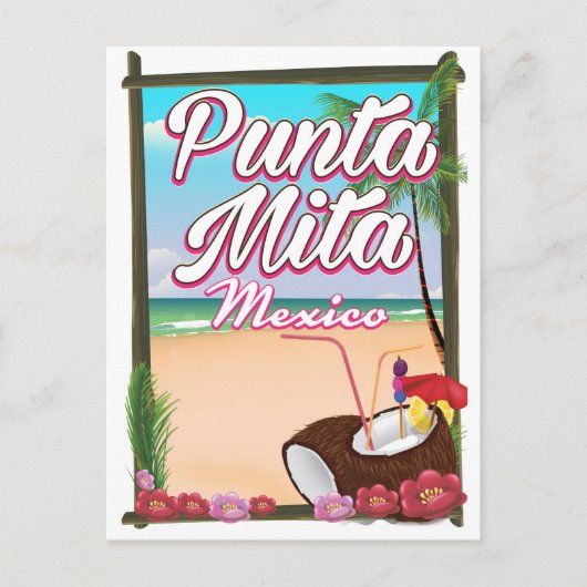 プンタミタ、メキシコのビーチ旅行ポスター ポストカード (正面)