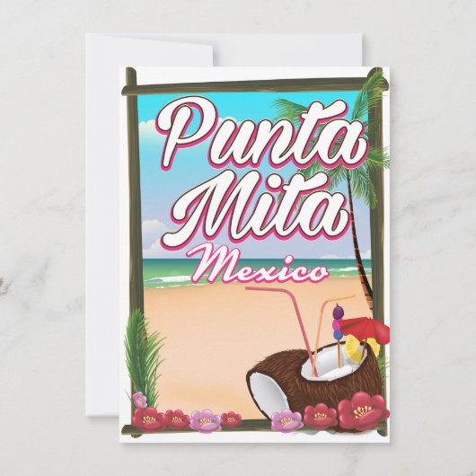 プンタミタ、メキシコのビーチ旅行ポスター 招待状 (裏面)