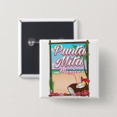 プンタミタ、メキシコのビーチ旅行ポスター 缶バッジ (正面&裏面)