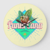 プンタ・カナ カリブ海 ドミニカ共和国 レトロ ラージ壁時計 (正面)