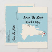 プンタ・カナ ドミニカ共和国 地図 Save the Date 招待状 (正面/裏面)