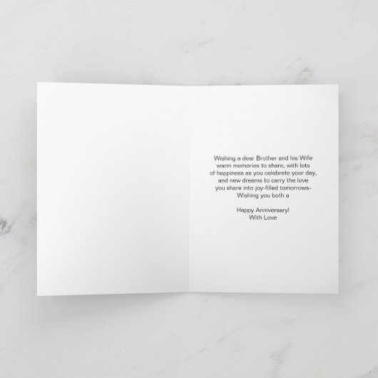 プンバゴの花の兄弟と妻の結婚記念日カードをカスタマイズ カード (内部)