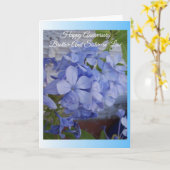 プンバゴの花の兄弟と妻の結婚記念日カードをカスタマイズ カード (黄色い花)