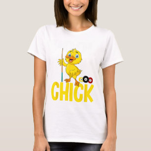 プーおもしろいルChick 8ボール女性かわいいビリヤードLadie Tシャツ