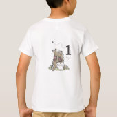 プーさん水彩絵の似顔絵ファーストバースデー ベビー服 Tシャツ (裏面)