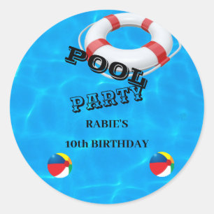プーカッコいいルパーティー 水泳の誕生日招待状 ラウンドシール