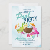 プークールルパーティー誕生日熱帯パーティー 招待状 (正面)