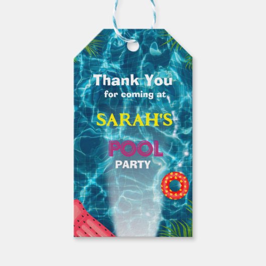 プークールルパーティー |水泳誕生日シール ギフトタグ (正面)